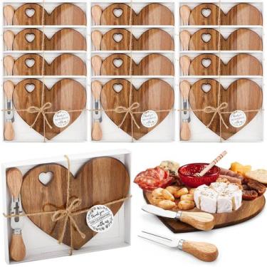 Imagem de Conjunto de tábuas de queijos Patelai Bridal Shower Heart Shape Wood