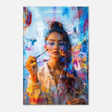 Imagem de PUREVACY Arte de parede em tela para jovem. Imagens de parede abstratas para sala de estar, quarto ou escritório. Pinturas modernas de decoração de parede para orientação de sala Tamanho vertical 50 x