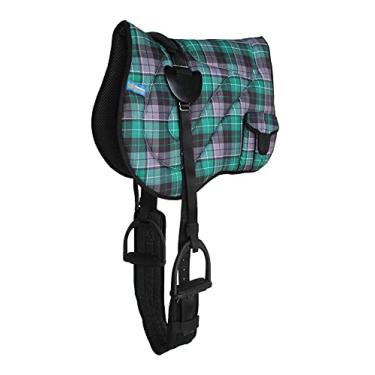 Imagem de CHALLENGER Almofada de sela de cavalo acolchoada de neoprene antiderrapante sem costas xadrez verde 39TS04HG