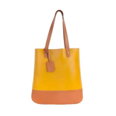 Imagem de Bolsa Duradoura de Couro Flávia Cor Mostarda C/ Caramelo - Marca
