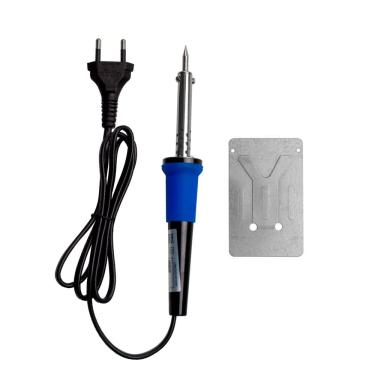 Imagem de Ferro de Solda 127V com potência de 60W, temperatura de até 450°C, cabo de aproximadamente 1 metro e suporte incluso para facilitar o uso