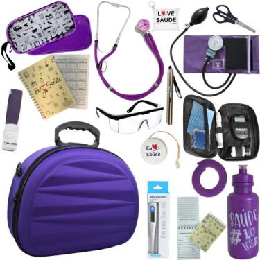 Imagem de Kit Enfermagem Maleta Estagio Medidor Glicose Completo Luxo - PA MED/ 