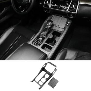 Imagem de JUIVEEL Capa de painel de câmbio para console central de carro ABS de grão de madeira fosca suporte de copo de água central frontal compatível com acessórios Kia Sorento MQ4 2021-2023