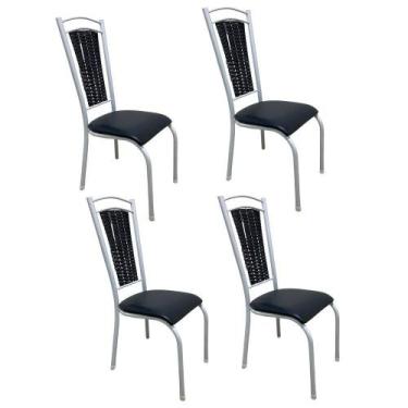Imagem de Kit 4 Cadeiras Cozinha Aço Tubolar Confortável Jantar - WJ MÓVEIS