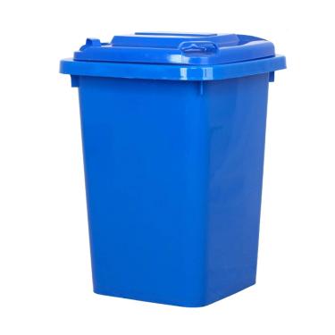 Imagem de Lixeiras Externas Com Tampa Lata Lixo Comercial Plástico Grande Capacidade Lata Lixo Cilíndrica Longa Para Triagem Externa(Blue,50L)