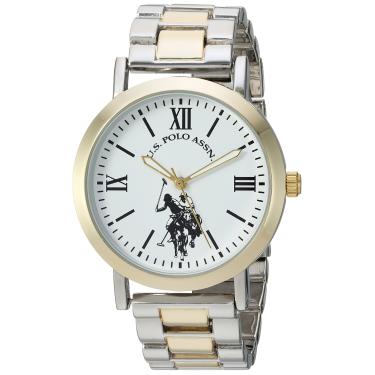 Imagem de U.S. Polo Assn. Relógio analógico feminino de quartzo com pulseira de liga, dois tons, 8 (modelo: USC40261AZ)