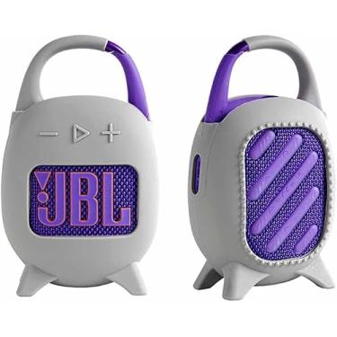 Imagem de Para o alto-falante Bluetooth JBL CLIP5 Capa protetora de silicone macio de quinta geração Capa protetora portátil para uso externo com bolsa (Cinza)