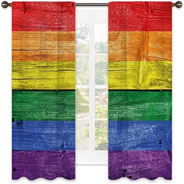 Imagem de Cortinas blackout arco-íris – Cortinas de quarto e sala de estar com isolamento térmico, economia de energia e redução de ruído, L132 x C 150 cm multicolorido