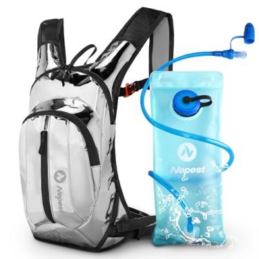 Imagem de Nepest Mochila Rave Hydration Pack, Festival Essential, Mochila Hidráulica com Bexiga de Água de 2L para Caminhadas, Ciclismo, Corrida, Titânio Prata