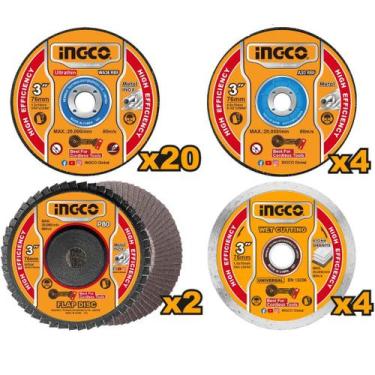 Imagem de Jogo de Discos de Corte, Desbaste e Diamantado Ingco 3 Polegadas 30 Pe
