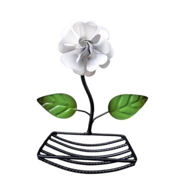 Imagem de Porta Sabonete Barra De Parede Com Flor Em Ferro (Branco)