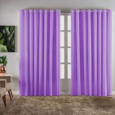 Imagem de Cortina grande Ilhós Cromado 3 x 2,20 Oxford Para Quarto Sala Escritório(Lilás)
