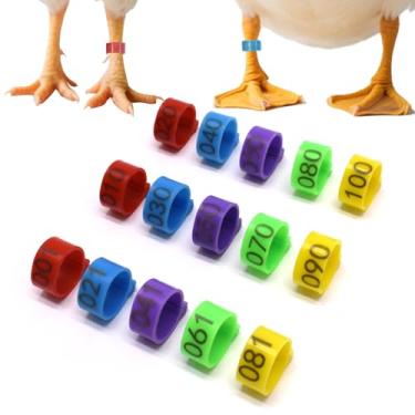 Imagem de BDS-HOME 100 peças de anéis numerados de perna de frango, anel de 16 mm com clipe de pé de aves domésticas marca tornozeleiras de plástico anel de clipe de identificação para galinhas pato ganso pombo