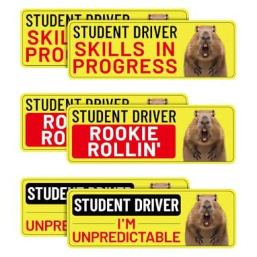 Imagem de BOXOB 6 Peças de Autocolantes Magnéticos para Condutores Estudantes, Design de Animais Engraçados e Fofos Autocolantes Segurança Reutilizáveis para Condutores Principiantes (Marmota Rugindo)
