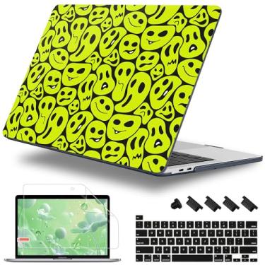 Imagem de Lepeoac Capa para MacBook Pro de 13 polegadas com/sem Touch Bar (2016-2022, M2 A2338 M1 A2289 A2251 A2159 A1989 A1706 A1708), capa rígida + capa de teclado + plugue de poeira, emoticon distorcido