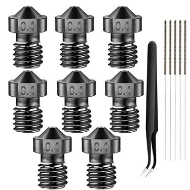 Imagem de iMetrx 8 peças de bocais V6 de 0,4 mm, bicos de aço endurecido + kit de limpeza de aço inoxidável, bocal extrusor para impressora Monoprice Select mini, V5 V6, Prusa i3, Anet8, Anycubic i3 mega 3D