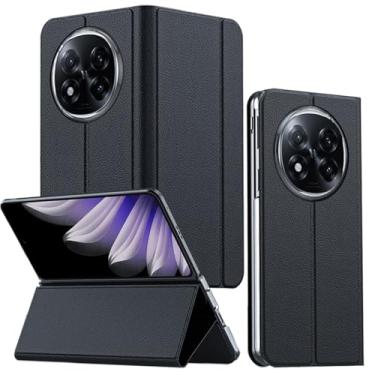 Imagem de YQODSZ Capa flip para Oppo Find N5, capa flip clássica de couro PU [fecho magnético] [protetor de câmera] [proteção de dobradiça] capa protetora rígida de policarbonato fina cobertura total para Oppo