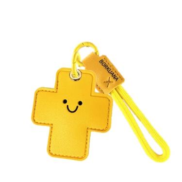 Imagem de Capa de couro compatível com AirTag, linda capa protetora com chaveiro e cordão, antiarranhões e rastreador GPS para chaves, bolsa, animais de estimação (cruzado)