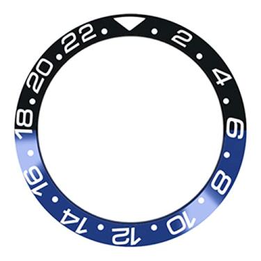 Imagem de HUAYUWA Anel de relógio com inserção de bisel de cerâmica/alumínio de 38 mm de diâmetro (com fita de 5 peças) adequado para GMT/SUB 40 mm acessórios de reparo de caixa de relógio (E, GMT, bisel de