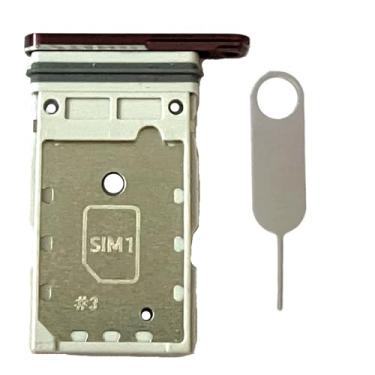 Imagem de Substituição do suporte da bandeja do cartão SIM duplo para Samsung Galaxy S22 Ultra 5G S908U S908 Incl Card Ejector pin (vermelho)