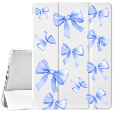 Imagem de JOYLAND Capa Blue Bow para iPad Pro de 11 polegadas 2024 (M4), com suporte para lápis - capa premium à prova de choque com capa traseira de TPU macio e hibernar/despertar automático, branca