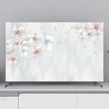 Imagem de HSTANGKY Capa de TV para LCD LED de interior protetor universal antipoeira para TV protetor de ecrã impermeável e respirável compatível com telas curvas/flower2 planas, 65 polegadas