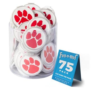 Imagem de Marcadores de página Mascote Pata - VERMELHO - Marcadores de página com clipe sobre a página - Pacote com 75 - Marcadores de página em massa para crianças e meninas meninos. Incentivos perfeitos para