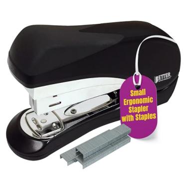 Imagem de Grampeador de fácil aderência resistente, sem esforço, com 1.000 grampos regulares de 0,6 cm, palma compacta de alta capacidade do tamanho da sua mão, aderência macia ergonômica, melhores produtos de escritório