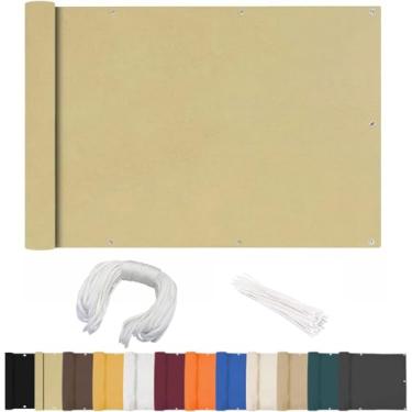 Imagem de Biombo De Privacidade Para Varanda, 80x1400cm, Cobertura Para Varanda, Opaco, Com Ilhós, Abraçadeiras E Cordão De Nylon, Mediante Pagamento, Varanda, Terraço, Jardim, Beige, 65x100cm