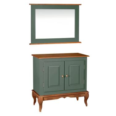 Imagem de Gabinete para Banheiro com Espelheira Dália 3050 - Verde Musgo/Imbuia Glazer