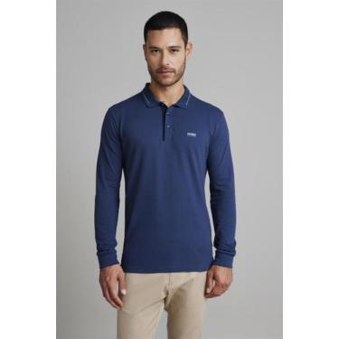 Imagem de Camisa Polo Manga Longa Piquet Slim Fit - Azul Petróleo - HIGHSTIL, Az