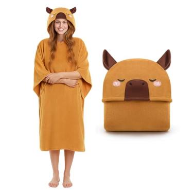 Imagem de Toalha para troca de poncho de surfe animal fofo roupão de surfe toalha de banho plus size secagem rápida para mulheres e homens