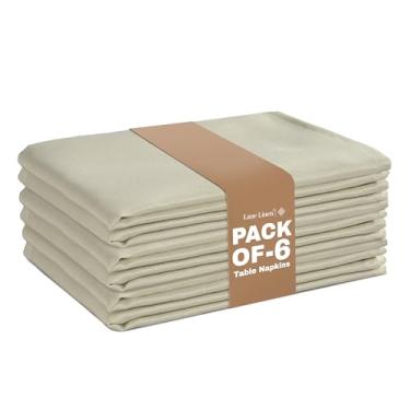 Imagem de LANE LINEN Pacote com 6 guardanapos de pano pedra-pomes 50 x 50 cm, guardanapos de jantar em tecido 100% poliéster com bordas com bainha, guardanapos laváveis e reutilizáveis, ideais para festas