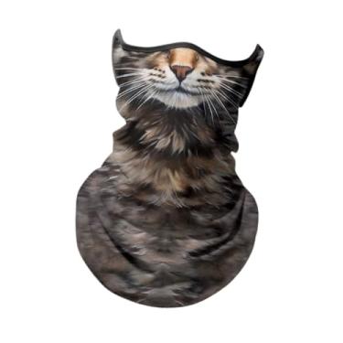 Imagem de RNXRZANK Bandana Máscara Facial Protetora de Pescoço Leve Balaclava Proteção Solar Protetor Facial Cachecol para Homens Mulheres Pesca, Gato Cinzento