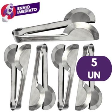 Imagem de Kit Pegador Universal 20Cm Tipo Pinça Em Inox Para Salada Petiscos Fri