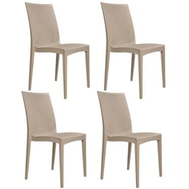 Imagem de Kit 4 Cadeiras Rattan Polipropileno Mesa Jantar Cozinha Varanda Jardim