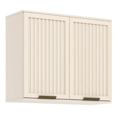 Imagem de Armário Aéreo Connect 80cm 2 Portas Ripado - Móveis Henn Off White