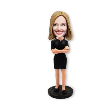 Imagem de Bobblehead da moda personalizada, balança a cabeça personalizada de uma mulher bonita em uma saia apertada, totalmente feita à mão de acordo com a foto, decoração de mesa