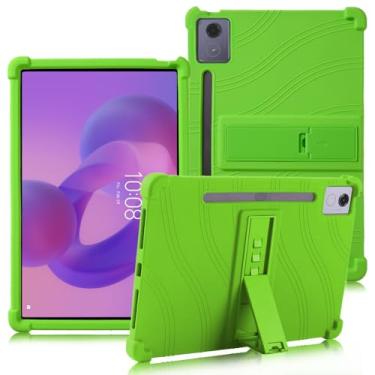 Imagem de ATOOZ Capa de silicone para Lenovo Idea Tab Pro de 12,7 polegadas 2025, capa de silicone para tablet Lenovo Idea Tab Pro (TB373FU) com suporte e suporte para caneta (verde)