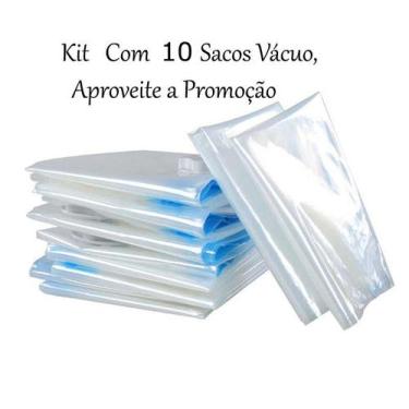 Imagem de Kit 10 Sacos À Vácuo 60x50cm Organizador de Roupa Protetor - Fácil Neg