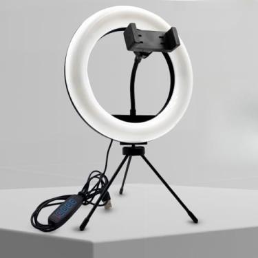 Imagem de Ring Light LED Iluminador Portatil Com Tripé Suporte Para Celular 8 Polegadas(luz branca)
