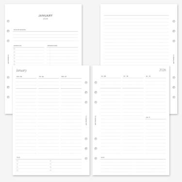 Imagem de MAY PAPER CO. Refil de agenda semanal A5 2026, agenda semanal em duas páginas para Filofax A5 e LV GM Agenda de 6 anéis (forro vertical)
