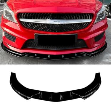 Imagem de Parte de modificação do difusor de lábios do spoiler do para-choque dianteiro do carro compatível com CLA Class C117 2013-2015 AMG (preto brilhante)