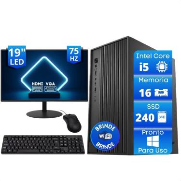 Imagem de Computador Pc Completo Intel Core I5 16Gb SSD 240Gb Monitor 19