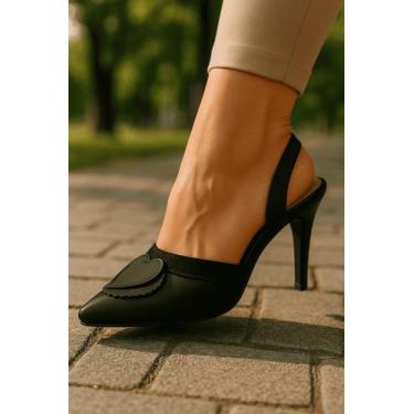 Imagem de Sapato Scarpin Feminino Coração Slingback Social 185 - Mozione, Preto,