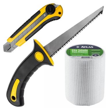 Imagem de Serrote Para Gesso Drywall + Fita Telada 100Mmx20M +Estilete