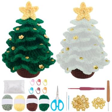 Imagem de WEBEEDY Kit de crochê de árvore de Natal para iniciantes, enfeites de Natal, suprimento...