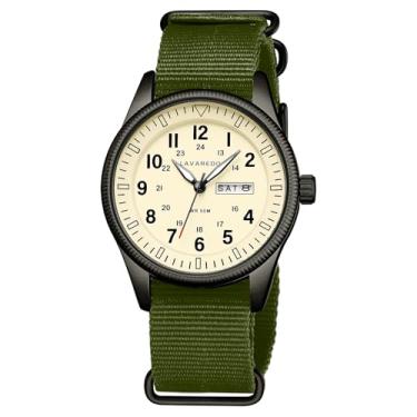 Imagem de Bomieux Relógios masculinos de nylon com pulseira deslizante unissex com mostrador de data, relógio analógico luminoso, campo tático, impermeável, relógio de pulso, 001-B-verde, relógios masculinos