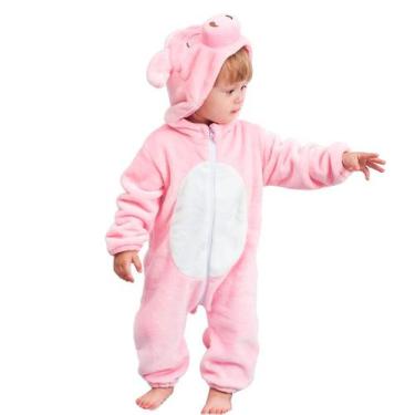 Imagem de Macacão de bebê de flanela de inverno Romper MICHLEY Pink Pig 2-5M