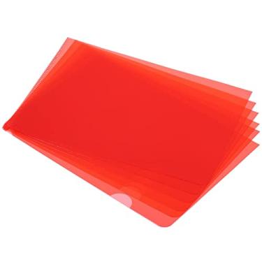 Imagem de PATIKIL Pastas tipo L pacote com 6 22,6 x 16 cm A5 plástico transparente pasta de documentos pasta arquivo jaqueta mangas bolsos projeto, vermelho